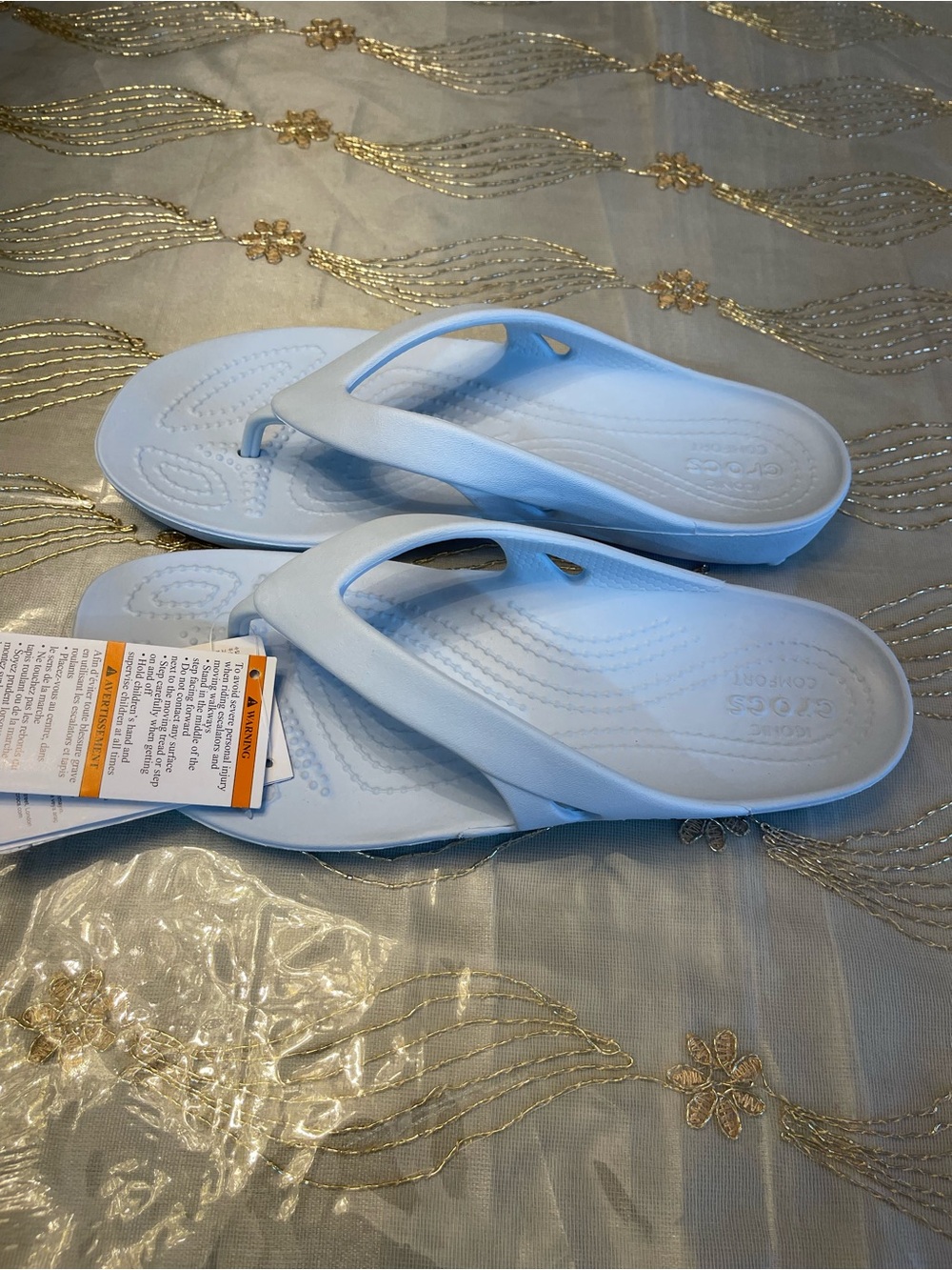 CROCS Women's Light Blue Comfort Thong Sandals